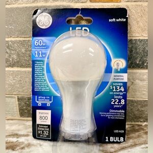 GE Soft White 11W Dimmable Plug-In~GU24 Base~LED A19 Light Bulb~New
